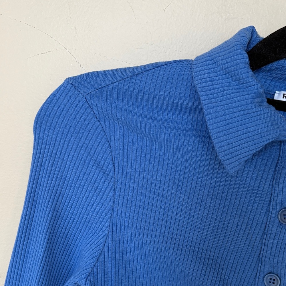 Reformation Blue Button-Up Ribbed Top - Picture 5 of 6